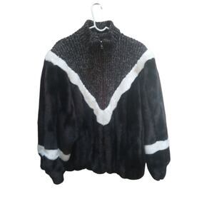 Vintage 80s Jacket Faux Fur Womens Size XL Brown Heavy Knit Union Made